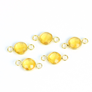 Citrine Quartz Gemstone 8 MM Lunette Ronde Connecteur Double Bail Boucle Fine Bijoux Pendentifs Charmes - Product Image 3