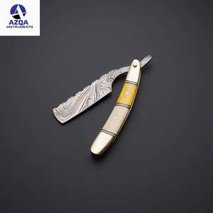 Handmade Damascus Stainless Steel Shaving Razor for Men with Black Body Shaver Design and Safety Grip for Barber Use - Product Image 5