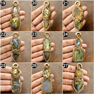Pendentif en pierre de labradorite naturelle, 1 pièce, pierre précieuse en argile polymère naturelle, collier, vente en gros - Product Image 3