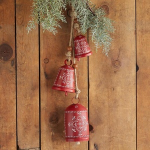 หัวใจแขวนพิมพ์ลายคริสต์มาสหัวใจโลหะสีแดง - Product Image 3