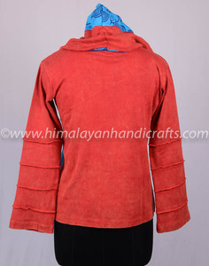 Duet เสื้อแจ็คเก็ตมีฮู้ด CSWJ 421A,เสื้อแจ็คเก็ตโบฮีเมียนปักลายหัวใจสีน้ำเงินและสีแดง - Product Image 3