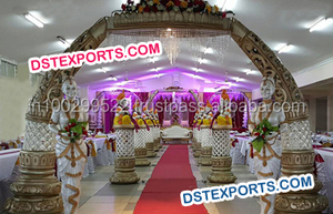 Porte de bienvenue de mariage sur le thème du paon Designer de mariage Rajwada Porte de bienvenue Fibre sculptée Jodha Akbar Porte d'entrée Australie - Product Image 2