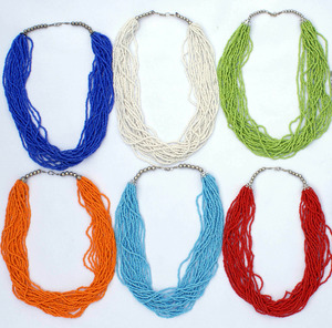 Collares coloridos grandes peruanos, collar grueso grande indio étnico de 20 hebras de Color multihebras joyería suramericana peruana - Product Image 1