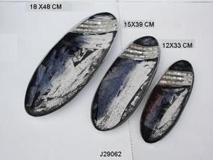 Plateau en aluminium rectangulaire de haute qualité avec émail sans danger pour les aliments et bol de service en métal mosaïque de nacre au prix de gros - Product Image 4