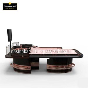 Mesa de ruleta de Casino, hecha en la India, tamaño estándar, curva dorada, sin sistema de rueda, para juego de póker - Product Image 3
