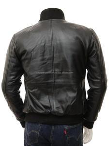 Chaqueta de Cuero Estilo Bomber Informal para Hombre ISONZ para Invierno, Ajuste Masculino, Transpirable, Hecha con Piel de Oveja - Product Image 3