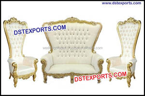 Elegante conjunto de sofá de boda Maharaja, muebles de madera con respaldo alto para eventos, incluye sillas y sofá, para novias, venta al por mayor disponible - Product Image 4