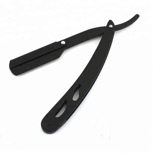 Maquinilla de afeitar recta recubierta de negro - Product Image 1