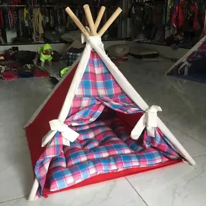 Flanel Pola Gaya Dicuci Tahan Lama Rumah Tenda dengan Super Lembut Mewah dan Bantal Hangat untuk Hewan Peliharaan Kucing Anjing Dibuat Di Vietnam