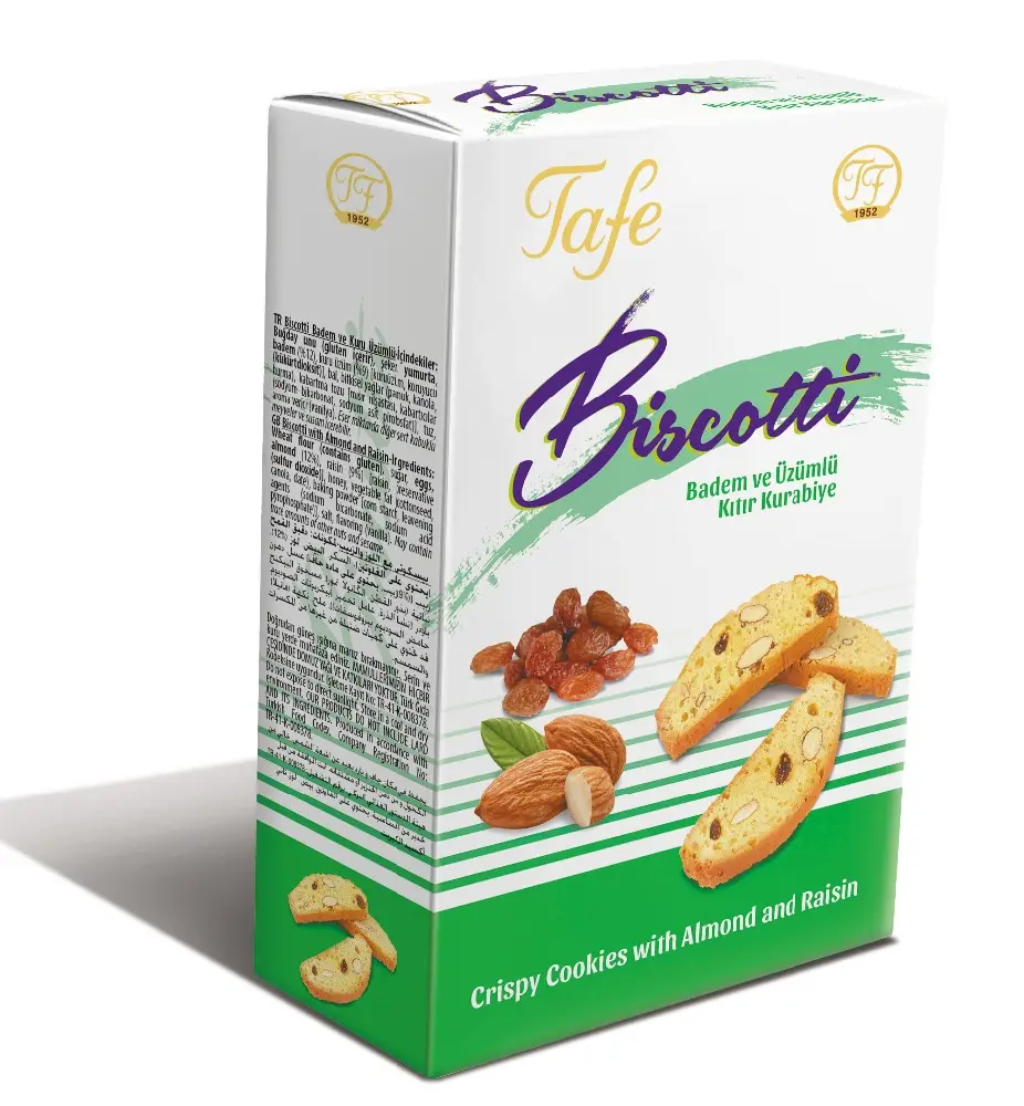 Tafe Biscotti Crispy Cookies with Almond and Raisin 120g - 353 code Traditional pastry tasty snacks for tea and coffee time