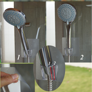 Support de pommeau de douche en plastique écologique pour salle de bain avec autocollant magique Capacité de charge de 2.5kg - Product Image 5