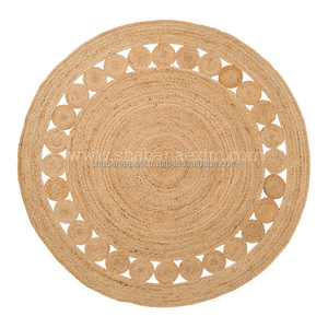Alfombra Redonda de Yute de Marca del Comprador, Tejida a Mano con Respaldo Antideslizante, Lavable y Reversible para Dormitorio, Alfombras para Piso al por Mayor - Product Image 1