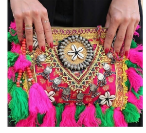 Designer de femmes indiennes à la main épaule perlée embrayage Messenger sacs Style bohème soirée Boho Shopping sacs de fête-Vente en gros - Product Image 2