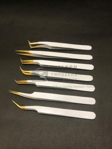 Pince à épiler professionnelle polyvalente en acier inoxydable solide enduit de poudre d'or blanc avec logo personnalisé - Product Image 2