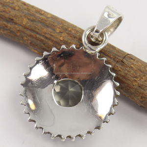 Buatan tangan 925 perak berlapis hijau <span class=keywords><strong>Amethyst</strong></span> liontin kalung indah faset bentuk hati batu permata pengaturan Bezel liontin halus - Product Image 2