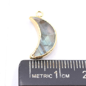 Labradorite 19 to 21 MM With <b>Bail</b> Moon Shape Gold Plated <b>Pendant</b> For Jewellery Making - Product Image 3