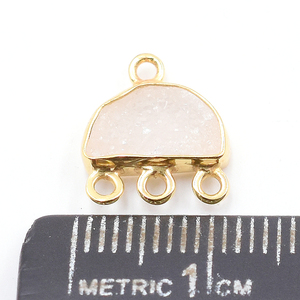 Connecteur demi-forme fait main en argent sterling 925 avec pierre naturelle Druzy rose et placage or 18 carats pour la fabrication de bijoux Jaipur Gem - Product Image 3