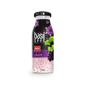 High Quality 200ml Glass Bottle Grape Flavor Basil Seed Drink