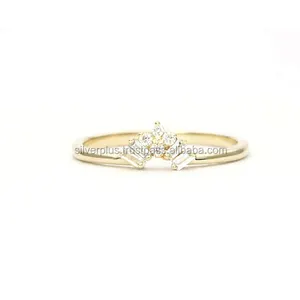 面包簇14k黄金精细钻石戒指订婚戒指批发饰品