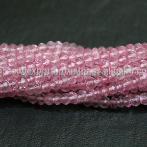 Perles rondes facettées en quartz mystique rose de 14 pouces, 3,5 à 4 mm, pour la fabrication de bracelets, bijoux, évaluation par un tiers - Product Image 1