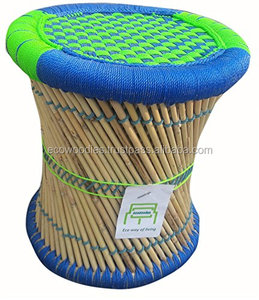 Taburete otomano de bambú, muebles de sala de estar, taburete redondo de caña India para sentarse, taburete, tocador, consola con incrustaciones de hueso - Product Image 5