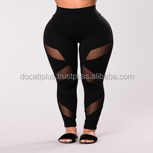 Leggings personnalisés OEM avec panneaux en mesh noir - Product Image 1
