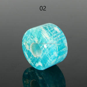 Cuentas de Amazonita Natural de Calidad AA, 14x8x4.5mm, Lisas, en Forma de Neumático, Piedras Preciosas Verdes con Orificio Grande para Pulseras, Estilo Europeo, Gemas Ishu - Product Image 2