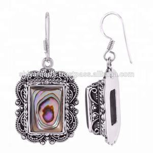 ต่างหู925สเตอร์ลิงเงินสไตล์วินเทจอัญมณีหอยเป๋าฮื้อแท้พร้อมชุบเงินโรเดียมสำหรับผู้หญิงของขวัญปาร์ตี้สำหรับเด็กผู้หญิง - Product Image 3