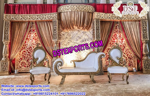 Majestuosa decoración de escenario de boda francesa, fabricante de escenario de boda asiático, conjunto de escenario de boda Simple, decoración, precio directo de fábrica, Reino Unido - Product Image 2