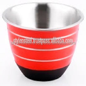 Vente en gros bol Premium à rayures colorées avec Base antidérapante ensemble de bols à salade ensemble de bols à salade en acier inoxydable - Product Image 1