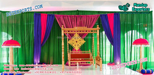 Decoración de Escenario para Eventos en Suiza, Estilo Árabe Musulmán Maharani, Fibra de Vidrio, Tamaño Personalizado, para Noche de Mehndi y Bodas Sangeet - Product Image 5
