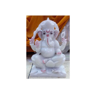 White Makrana Marble Ganesh Statue - Product Image 1