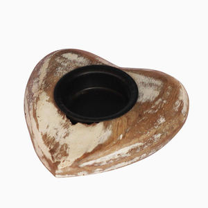 Ensemble de bougeoirs chauffe-plat en métal gaufré et bois blanchi à la main pour décoration d'intérieur et de jardin Style de Noël - Product Image 1