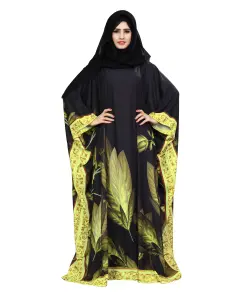 꽃 인쇄 Kaftan 스타일 Abaya Burqa 여성 쉬폰 Hijab