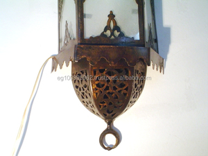 B130 <b>Moroccan</b> Brass Sconce W/Frosted Glass Wall <b>Decor</b> - Product Image 4