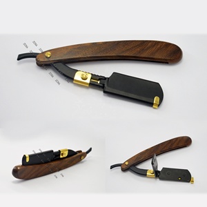 มีดโกนหนวดตรงแบบญี่ปุ่น ด้ามจับสีดำคลาสสิก สำหรับผู้ชาย โกนหนวดแบบพับได้ สำหรับร้านเสริมสวย ภายใต้แบรนด์ส่วนตัว - Product Image 2