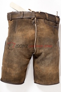 Lederhosen bavaroises traditionnelles pour hommes, en cuir véritable, style vintage, avec fermeture à boutons, pour l'Oktoberfest allemand. - Product Image 2