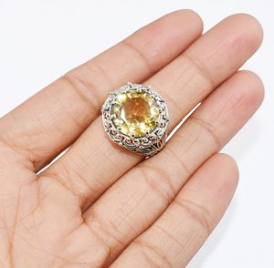 Anillo de Plata de Ley 925 con forma redonda de citrino, joyería de plata de ley 925, joyería de plata 925 fresca, venta al por mayor - Product Image 4