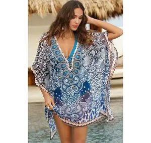 ออกแบบใหม่แฟชั่นพิมพ์โพลีเอสเตอร์สตรี Kaftan - Product Image 1