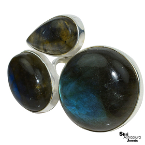 Anillo de Plata de Ley 925 con labradorita azul, joyería de diseño, joyería de plata - Product Image 4
