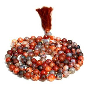 Cuentas Naturales de ágata de fuego, collar de meditación tibetano, piedra de cristal curativa - Product Image 2