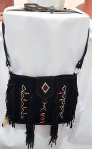 Sac à main en daim occidental Sac à bandoulière élégant avec des effilochures et des perles Design unique d'inspiration bohème pour un usage quotidien - Product Image 2