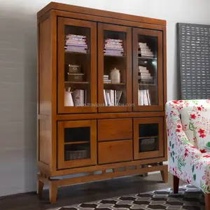 Kabinet Tampilan Minimalis dengan Kaki Furnitur Kayu Jati Alami, Koleksi dan Furnitur Kayu Indonesia