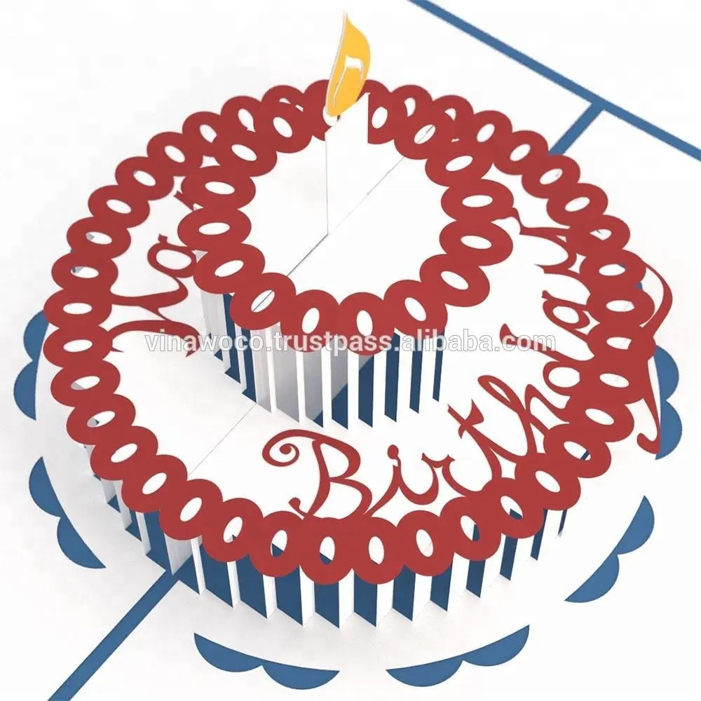 Felice Birdthay carte 3D Pop up Carte vietnam felice torta di compleanno