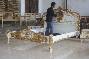 Meubles de chambre à coucher antiques, lit roco blanc, français - Product Image 3