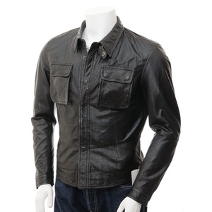 Hommes En Cuir Noir Veste Chemise/Manches Longues Chemise En Cuir Hommes/Offre Spéciale Chemise en cuir - Product Image 1