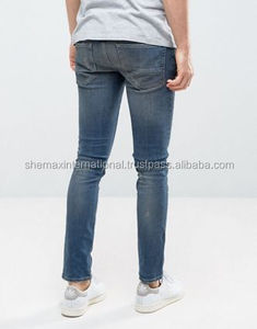 Shemax 2024 OEM ใหม่แฟชั่นขายคุณภาพสูงขายส่งที่กําหนดเองปากีสถานกางเกงยีนส์ผอมพร้อมริปใน Dark Vintage ล้าง - Product Image 3