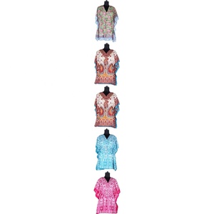Dames Élégantes Soie Courte Robe Caftan - Product Image 1