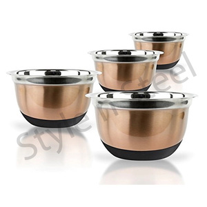 Bol allemand avec couleur cuivre en acier inoxydable Ventes d'usine directement Cuisine Bol à salade de qualité alimentaire caoutchouté - Product Image 1