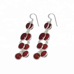 <b>Beautiful</b> Design 925 Sterling Silver Carnelian Gemstone <b>Earring</b> Indian Handmade Silver Jewelry - Product Image 1